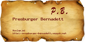 Presburger Bernadett névjegykártya
